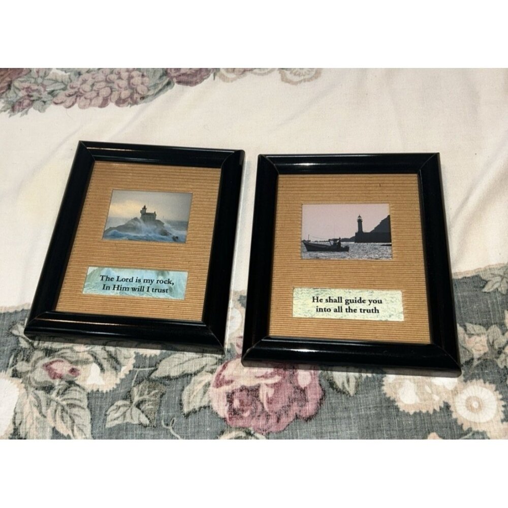 Lot 2 Nautical Biblical Themed Picture Framed Lighthouse Bristol Gifts CO. 6"x5” - Picture 4 of 8